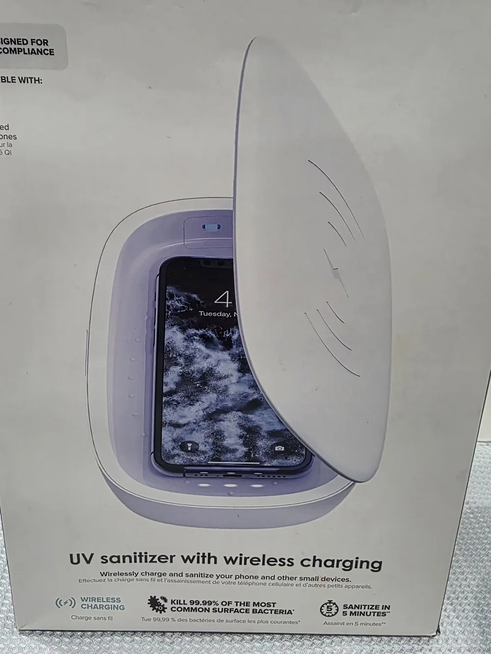 Mophie White UV Phone Sanitizer with Wireless Charging